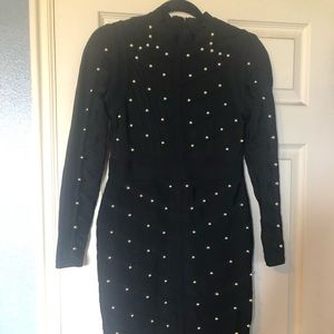 Bandage midi black beaded dress